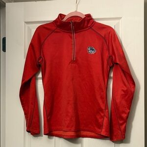 Girls Red Quarter-Zip Athletic Pullover Sweatshirt